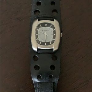 Men’s Vestal brand black leather watch. One Sz